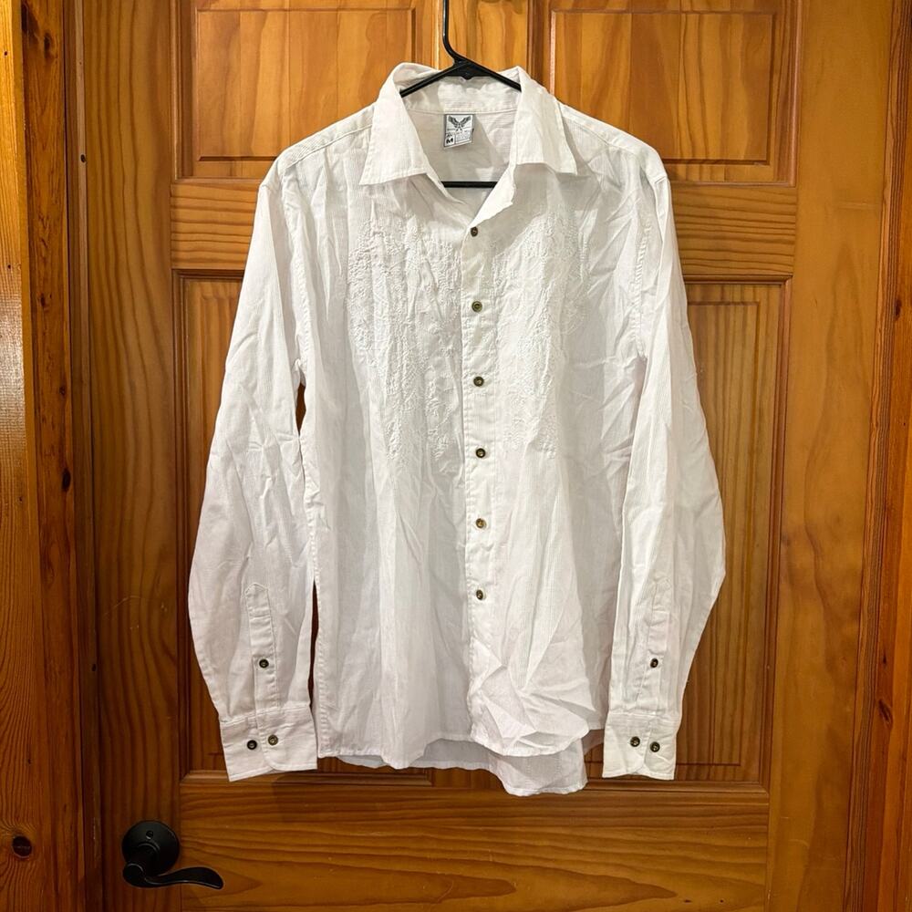 Avirex White Button Down Long-Sleeve Shirt Size M